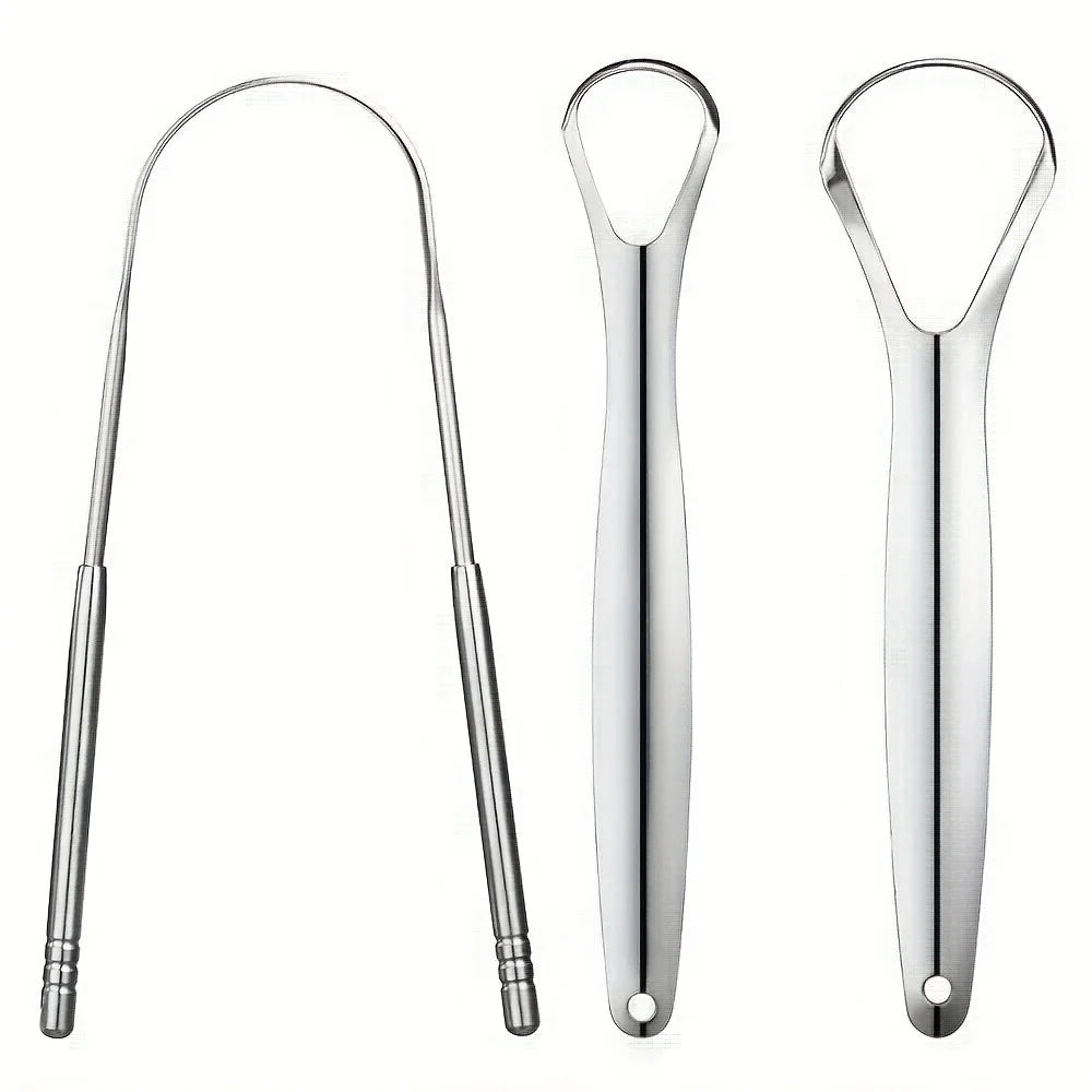 Lot de 3 gratte-langue en acier inoxydable en forme de U