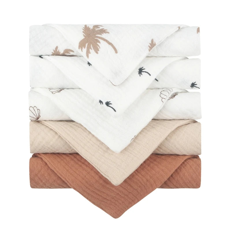 Lot de 5 serviettes carrées en coton pour bébé