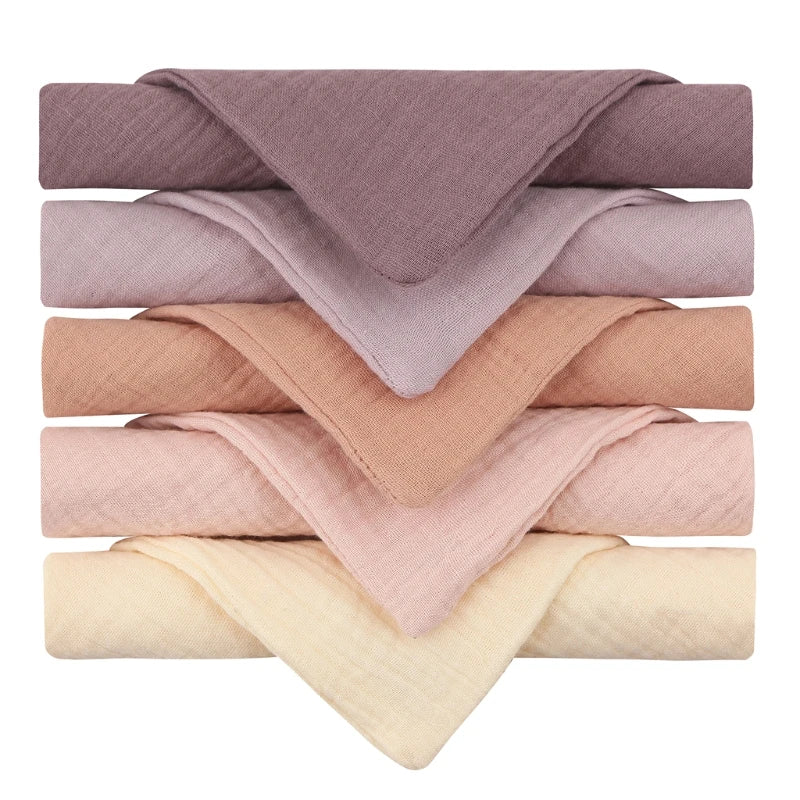 Lot de 5 serviettes carrées en coton pour bébé