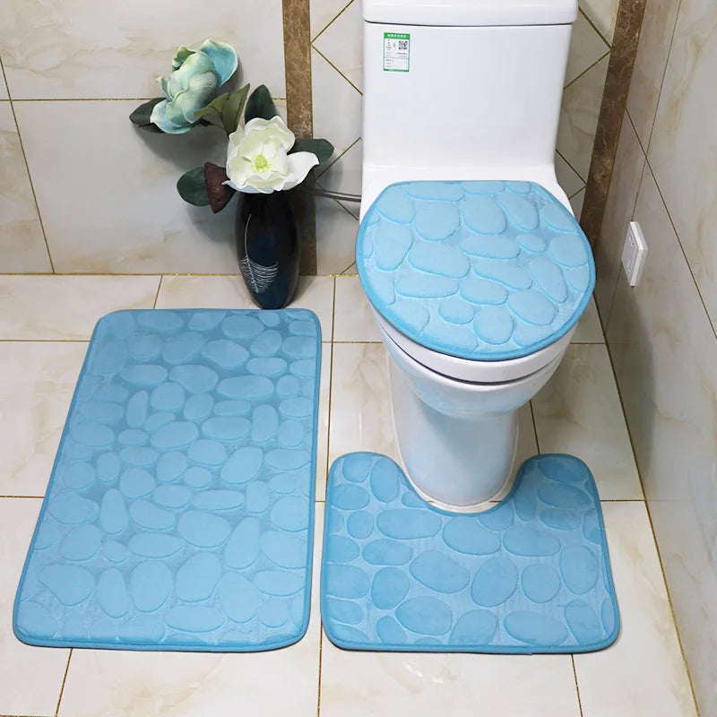Lot de 3 Tapis de Bain Doux et Antidérapants