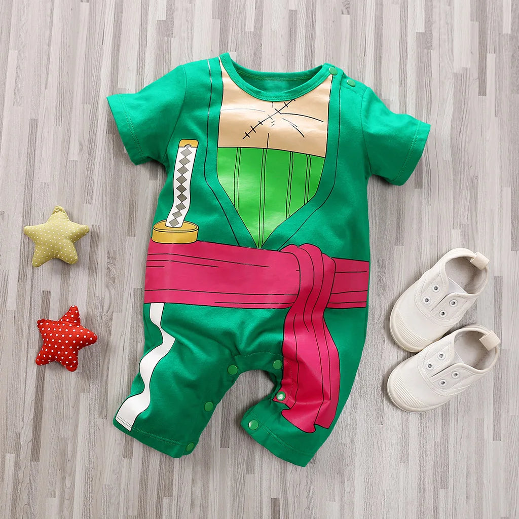 Combinaison d’été à manches courtes en coton pour bébé (motif manga)