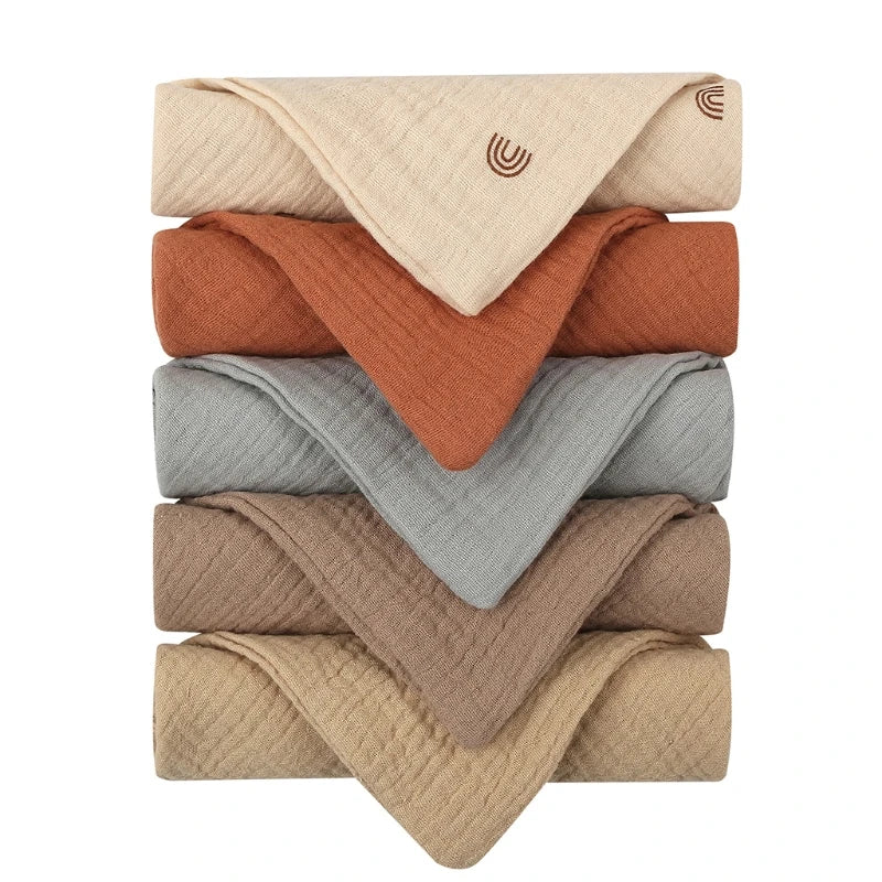 Lot de 5 serviettes carrées en coton pour bébé