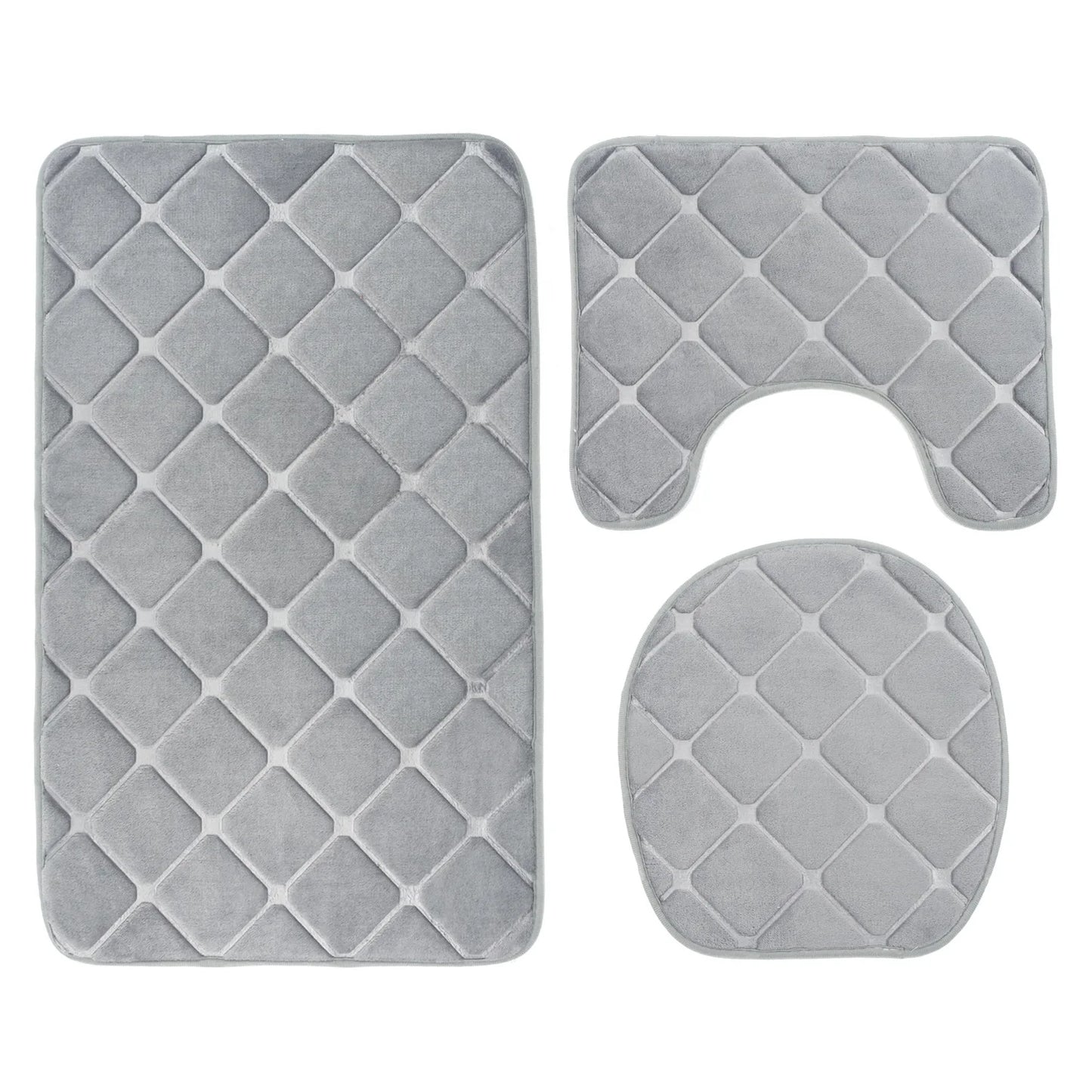 Lot de 3 Tapis de Bain Doux et Antidérapants