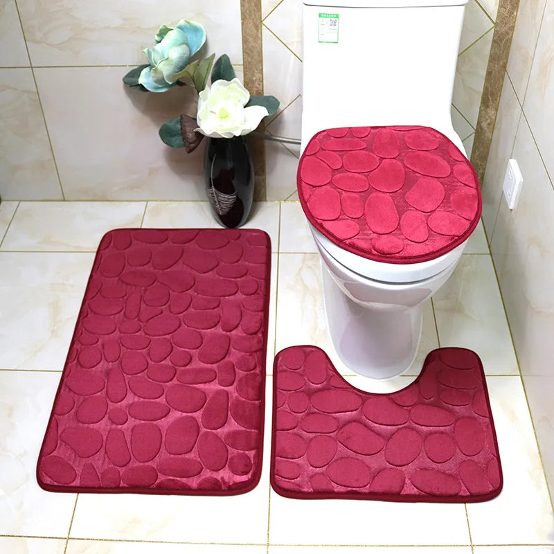 Lot de 3 Tapis de Bain Doux et Antidérapants