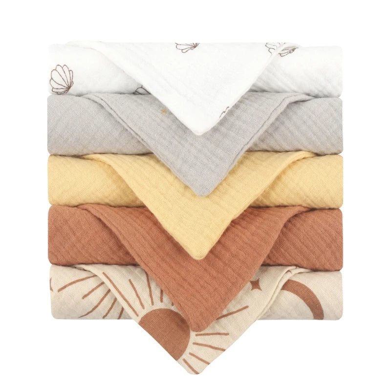 Lot de 5 serviettes carrées en coton pour bébé