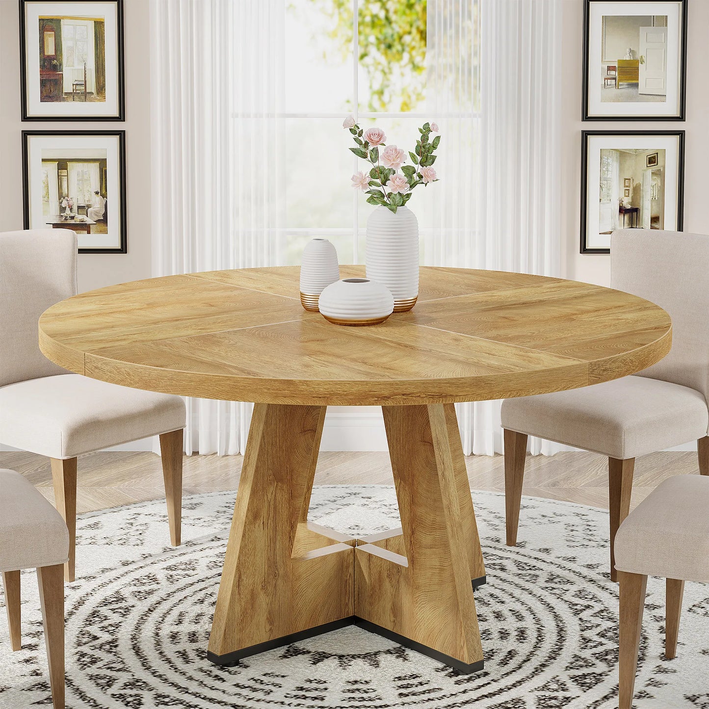 Table ronde nordique en bois massif 160cm