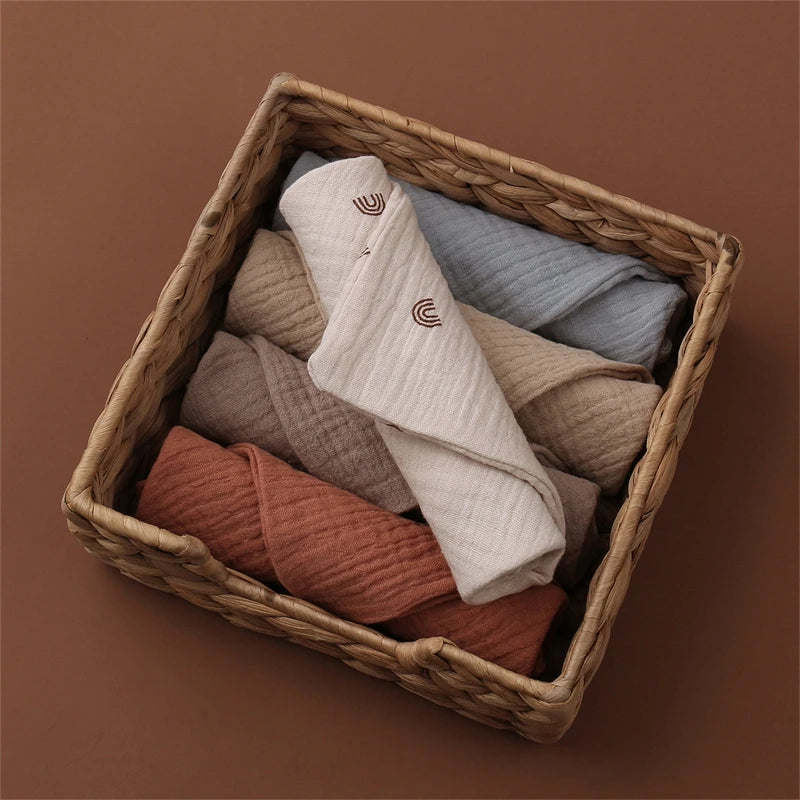 Lot de 5 serviettes carrées en coton pour bébé