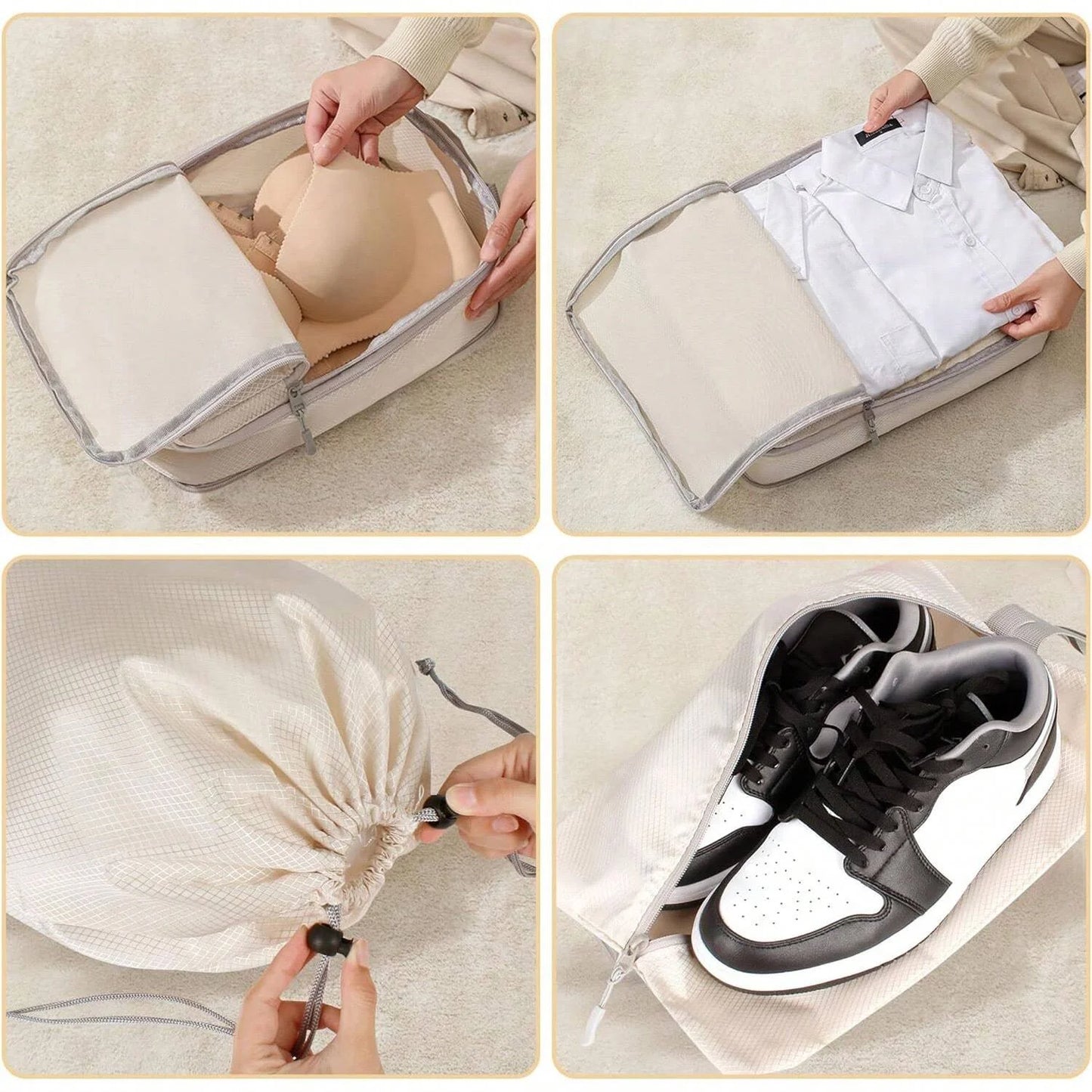 Lot de 6 sacs de rangement compressibles pour voyage