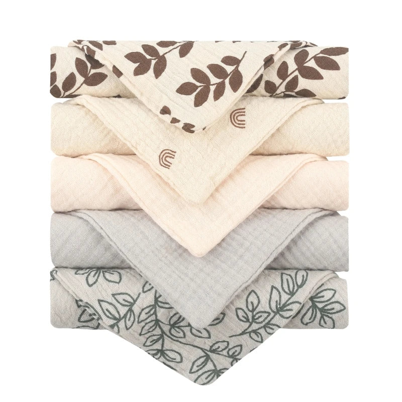 Lot de 5 serviettes carrées en coton pour bébé
