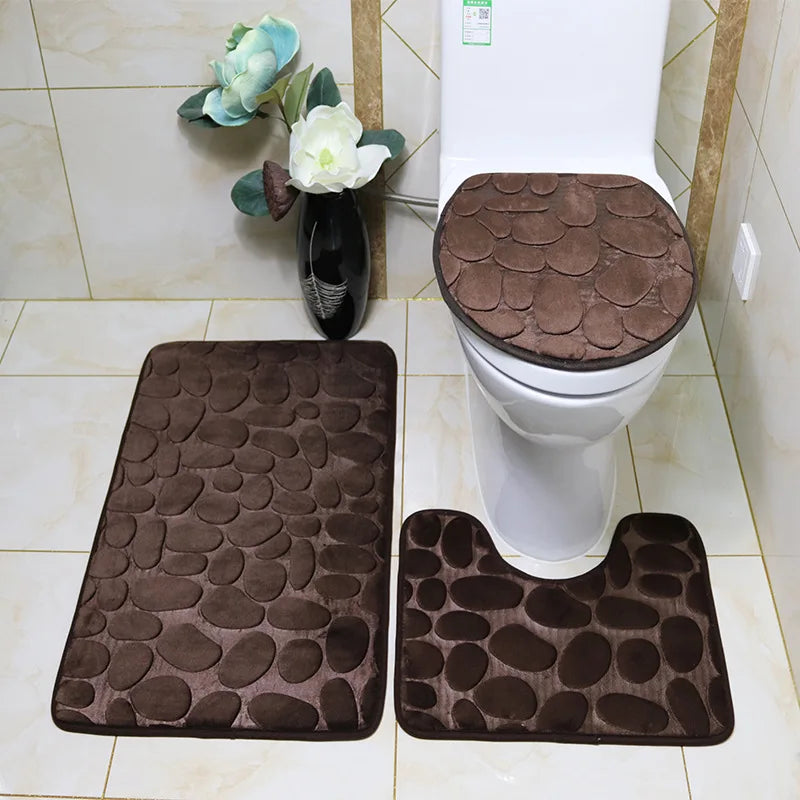 Lot de 3 Tapis de Bain Doux et Antidérapants