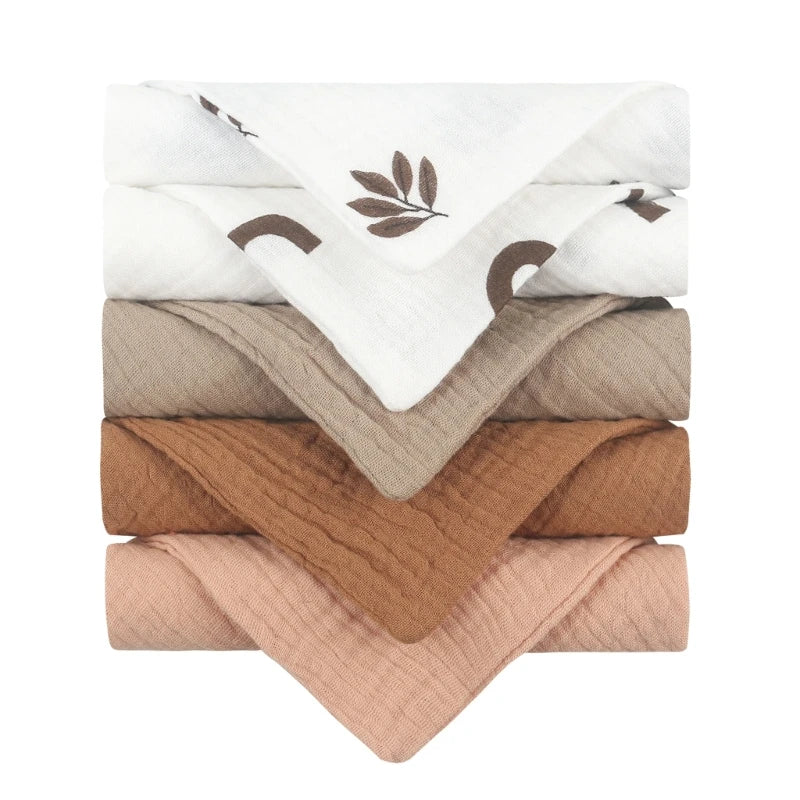 Lot de 5 serviettes carrées en coton pour bébé