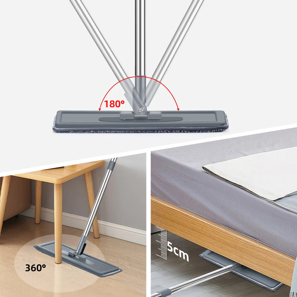Ensemble balai plat avec seau essoreur intégré