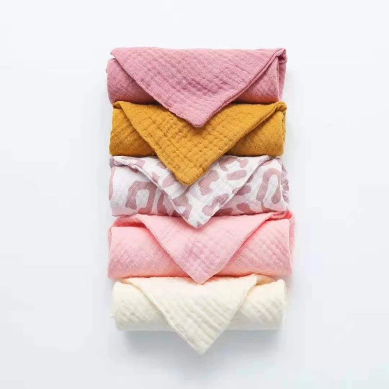 Lot de 5 serviettes carrées en coton pour bébé