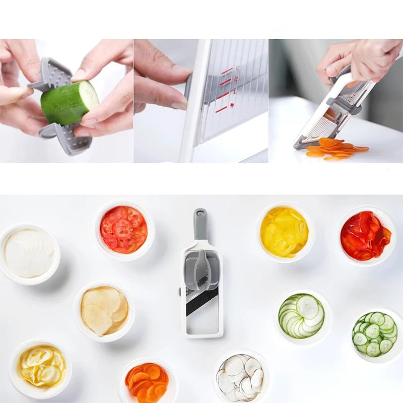 Mandoline multi-portative avec lame réglable en acier inoxydable