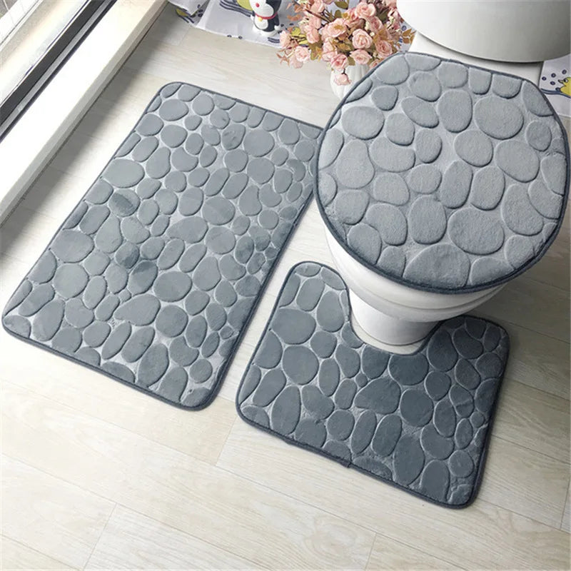 Lot de 3 Tapis de Bain Doux et Antidérapants