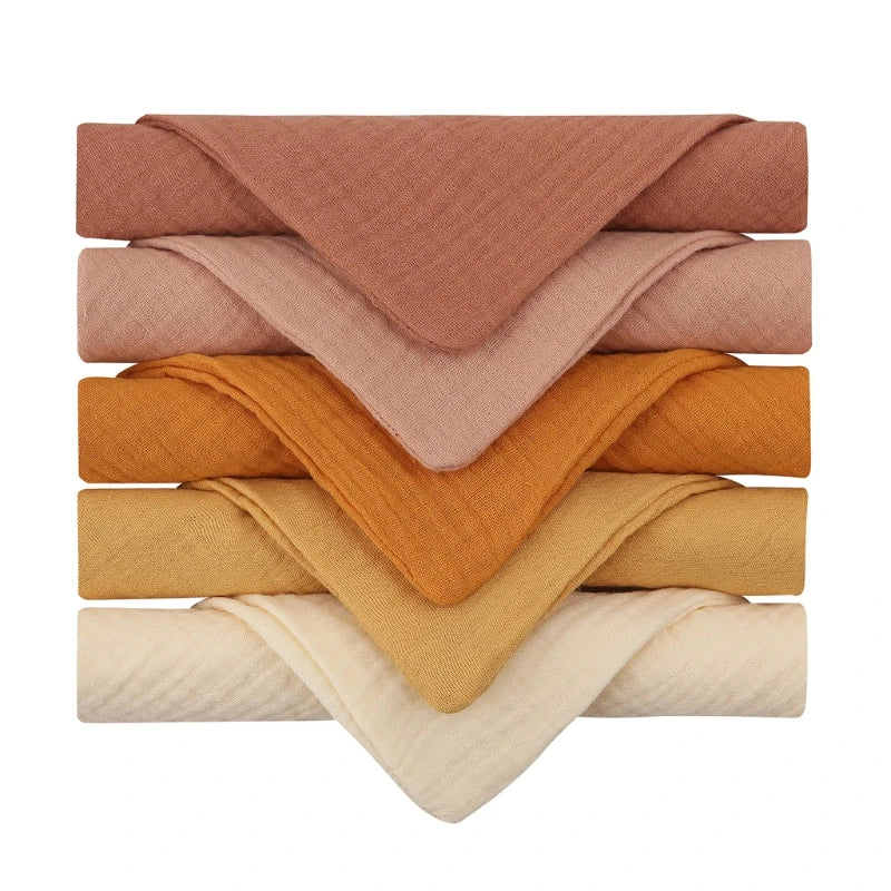 Lot de 5 serviettes carrées en coton pour bébé