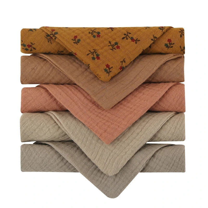 Lot de 5 serviettes carrées en coton pour bébé