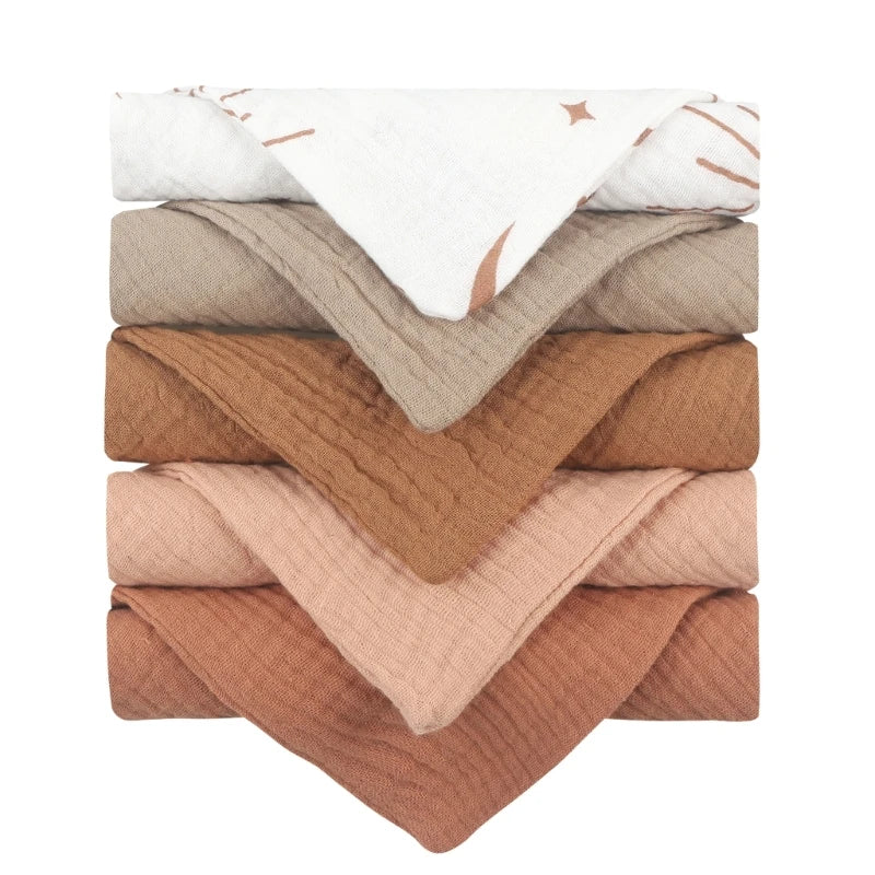 Lot de 5 serviettes carrées en coton pour bébé