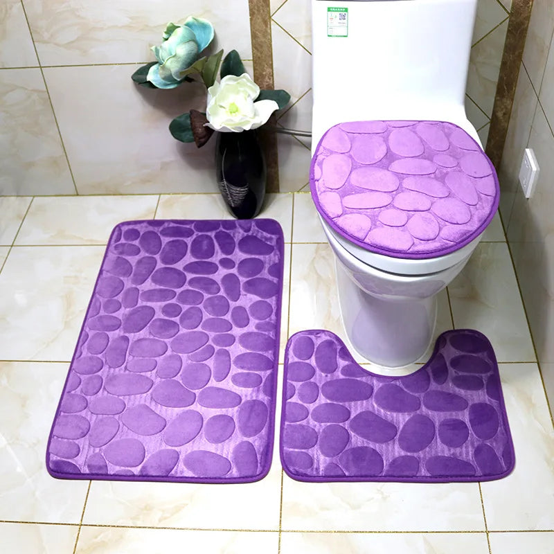Lot de 3 Tapis de Bain Doux et Antidérapants