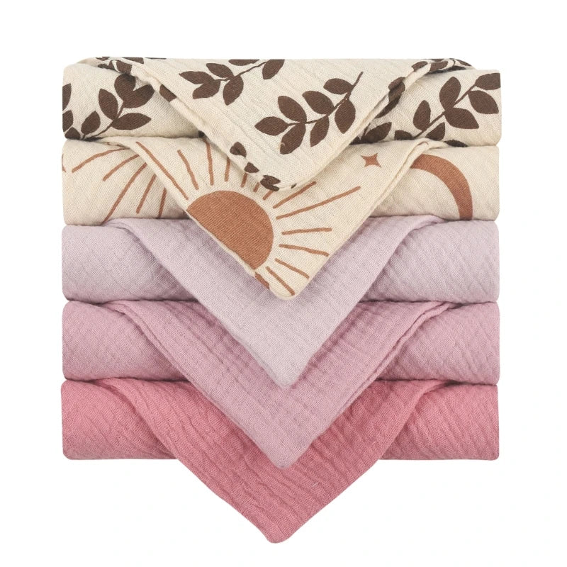 Lot de 5 serviettes carrées en coton pour bébé