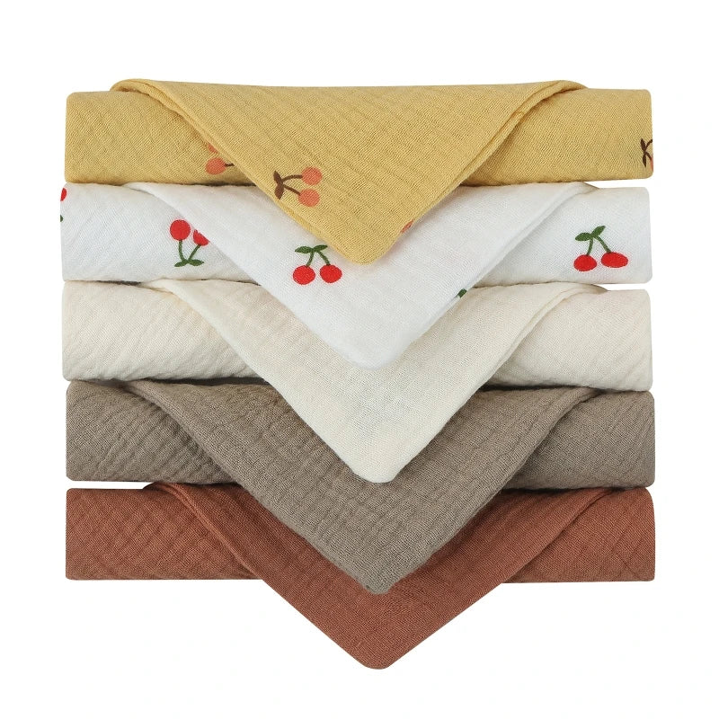 Lot de 5 serviettes carrées en coton pour bébé