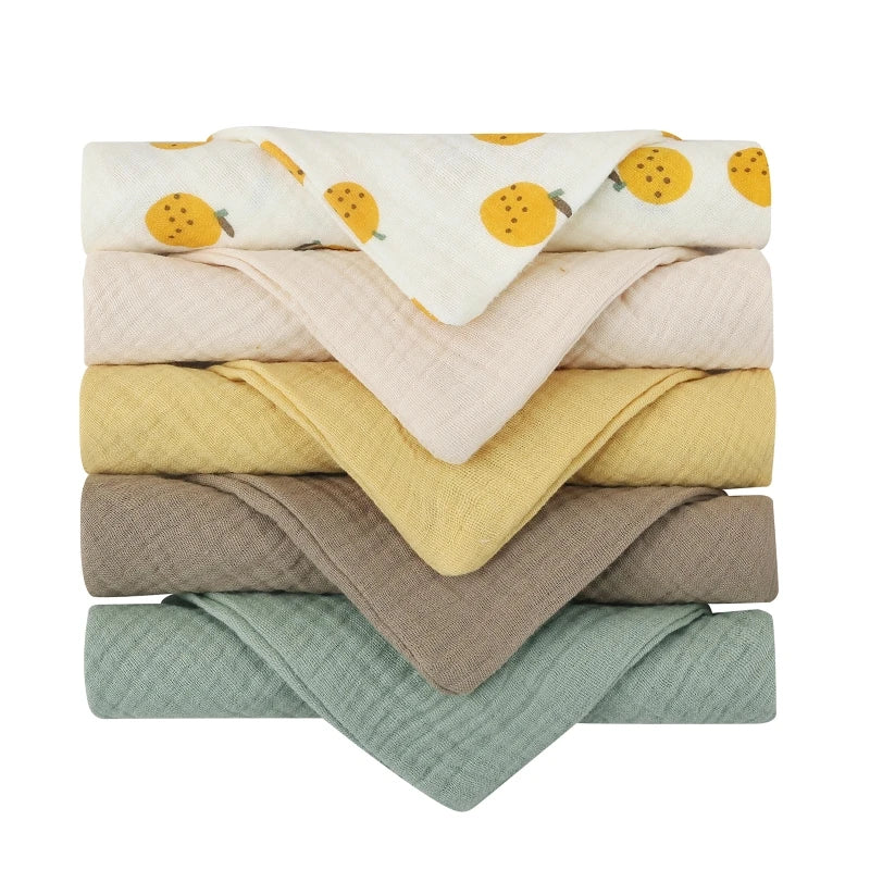Lot de 5 serviettes carrées en coton pour bébé
