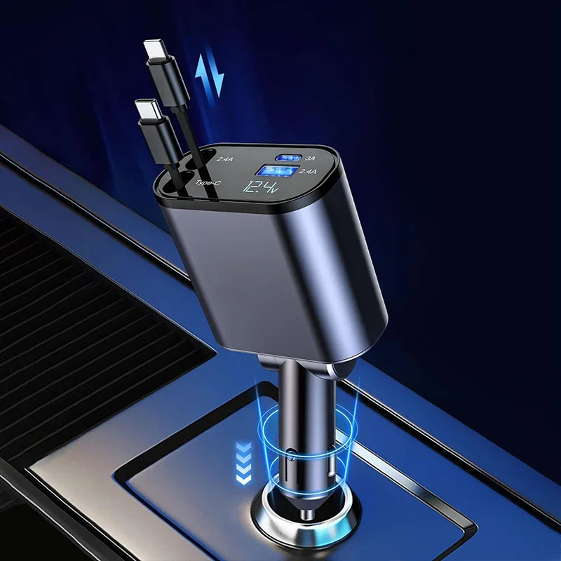 Chargeur de voiture rétractable 2 en 1