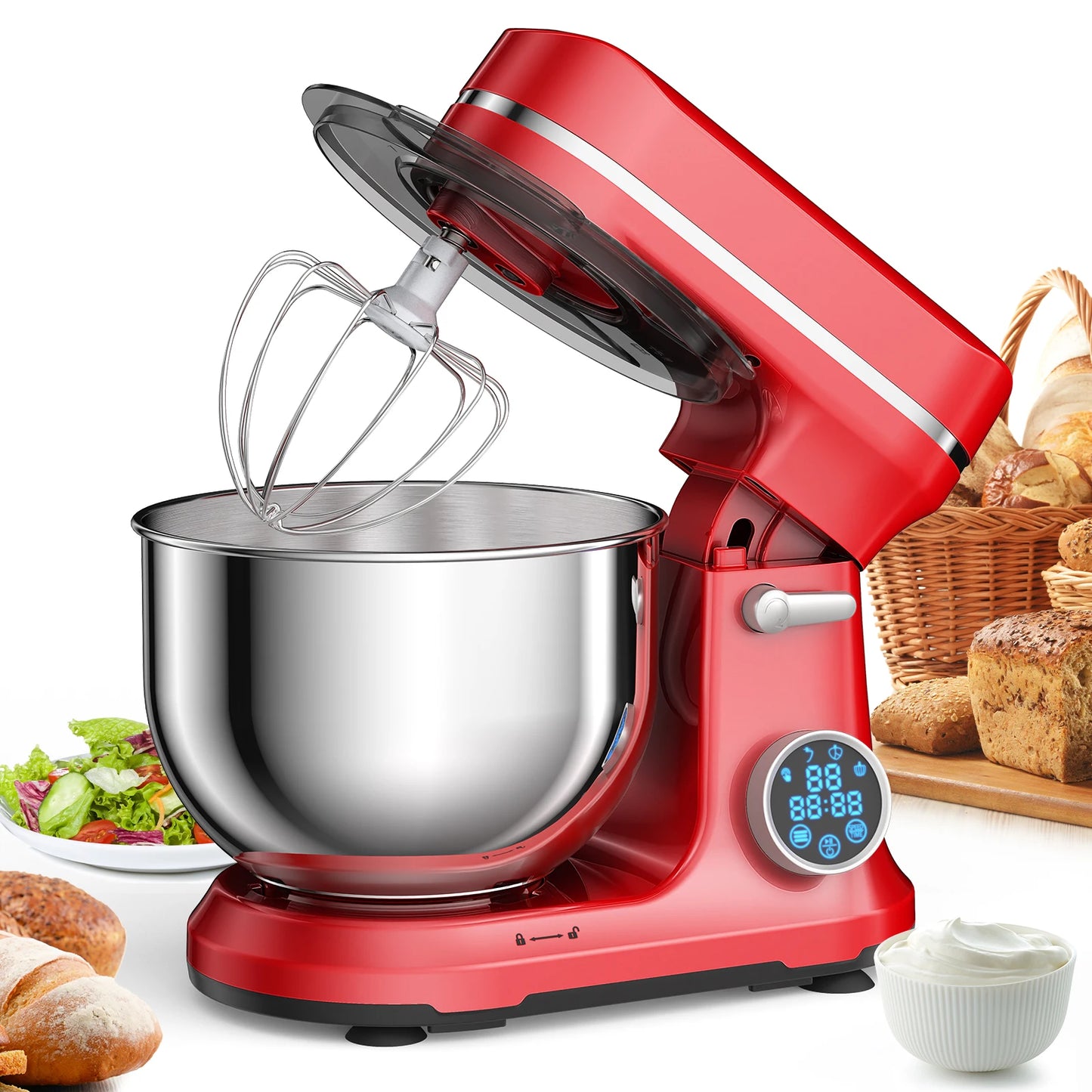 Robot pâtissier 1200 W 11 vitesses avec écran OLED numérique