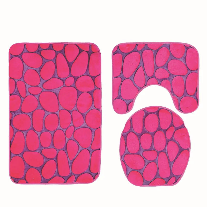 Lot de 3 Tapis de Bain Doux et Antidérapants