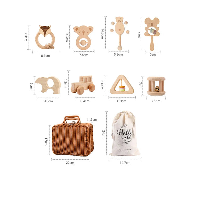 Ensemble de hochets en bois pour bébé