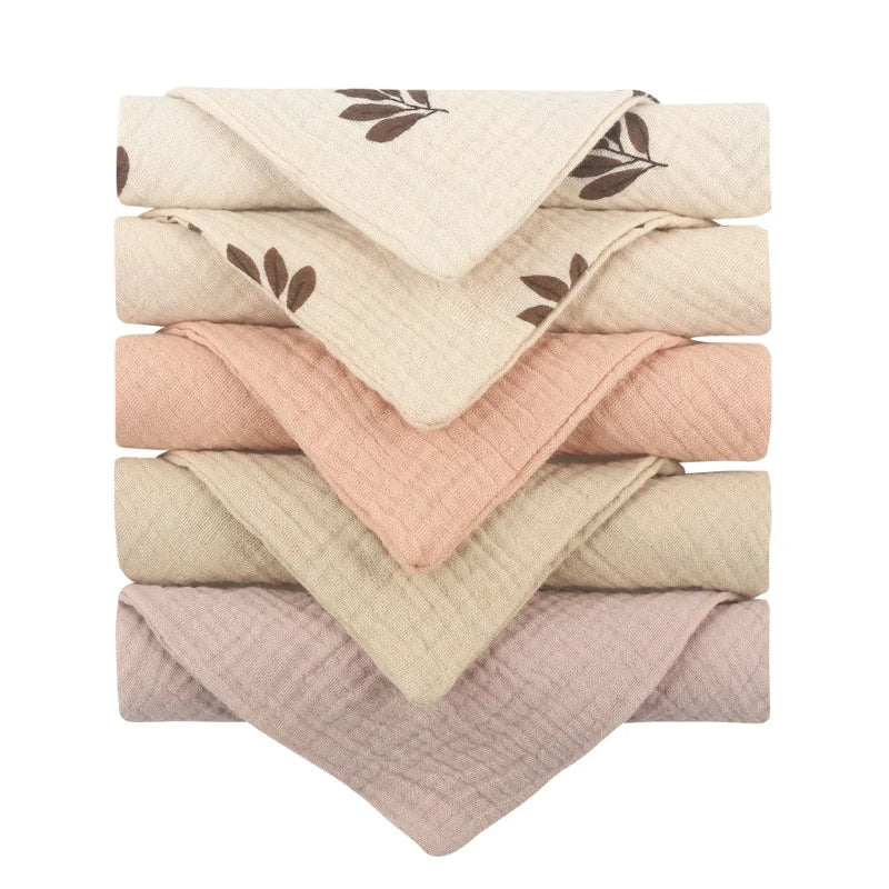 Lot de 5 serviettes carrées en coton pour bébé