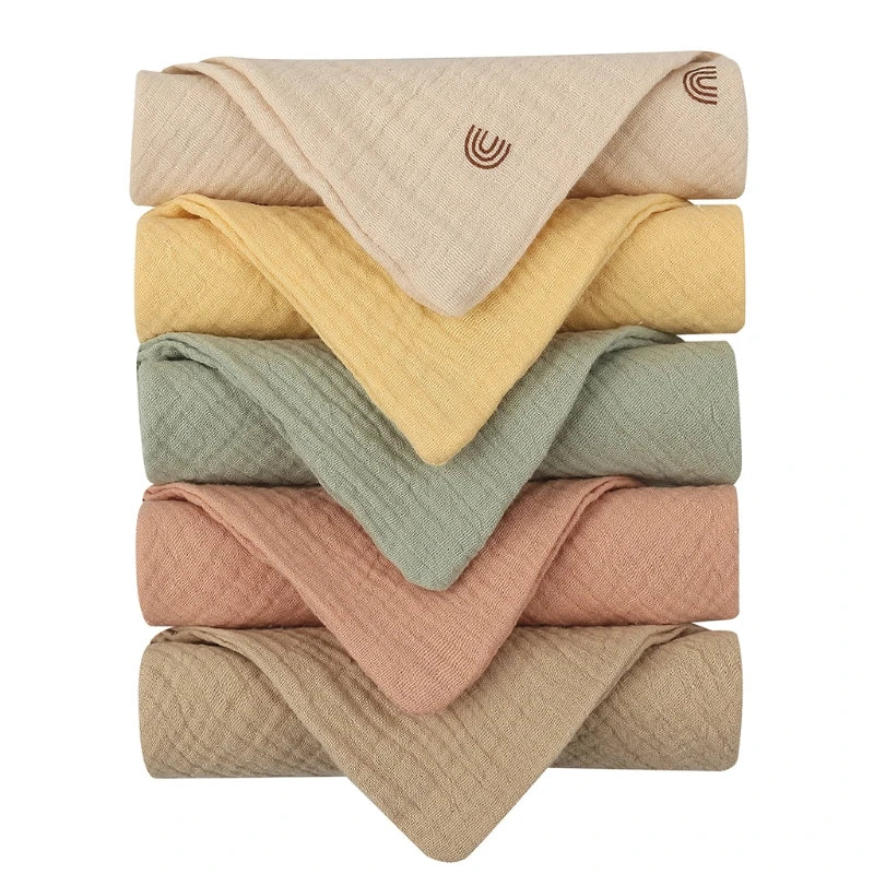 Lot de 5 serviettes carrées en coton pour bébé