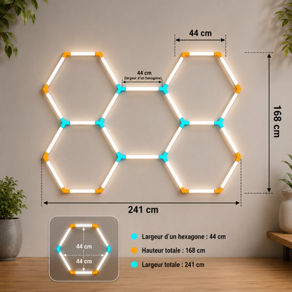 Lampes LED hexagonales en nid d'abeille 6500K