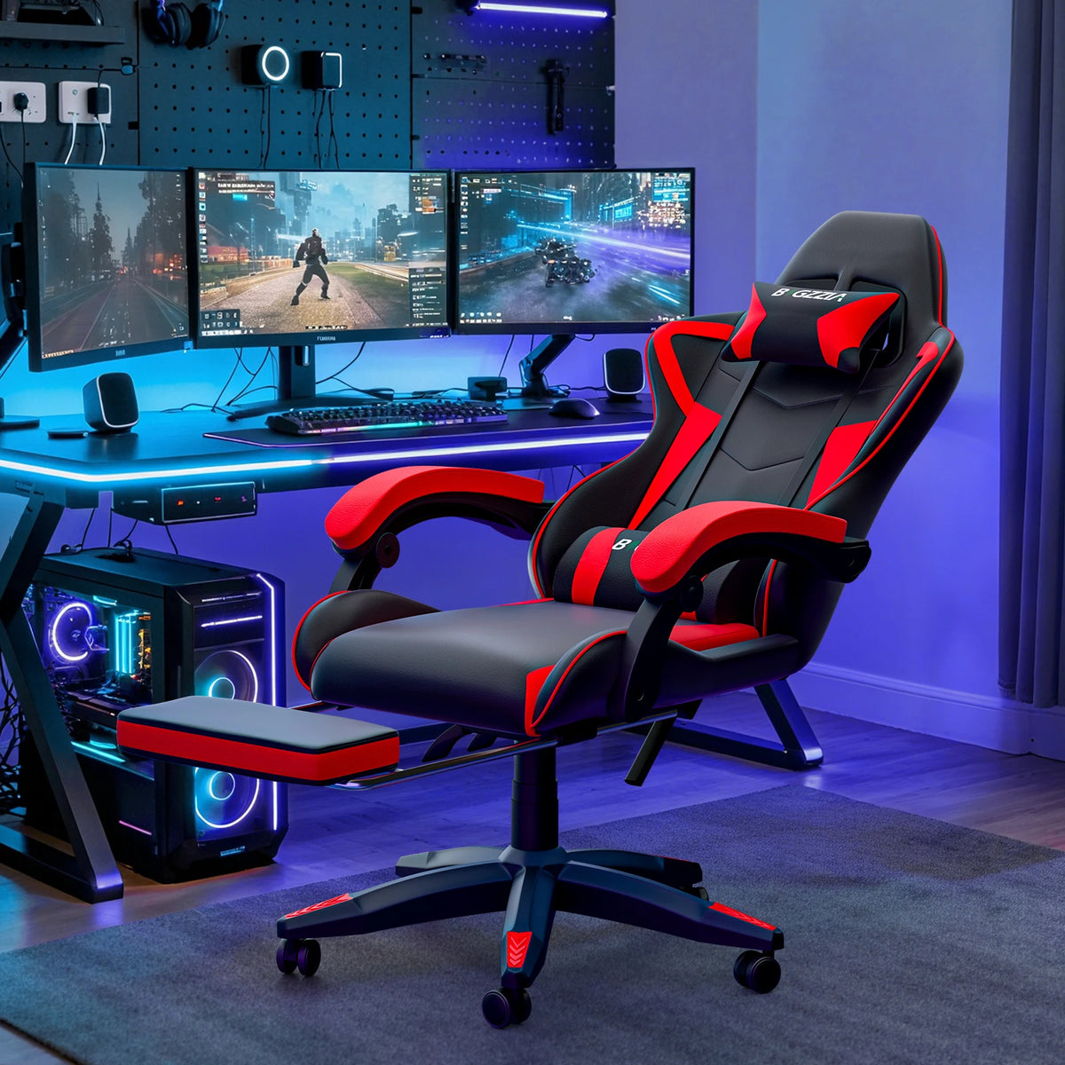 Chaise de jeu ergonomique avec repose-pieds