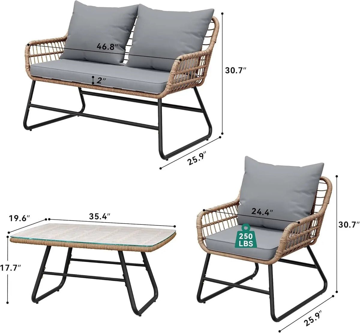Ensemble de salon de jardin moderne