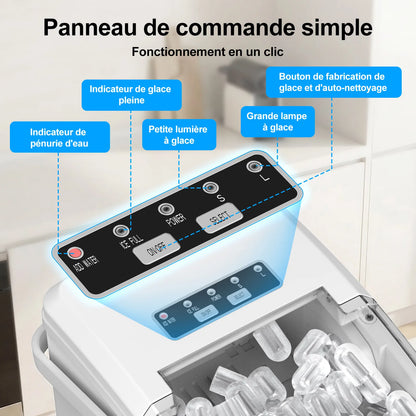 Machine à Glaçons Portable Auto-Nettoyante LED