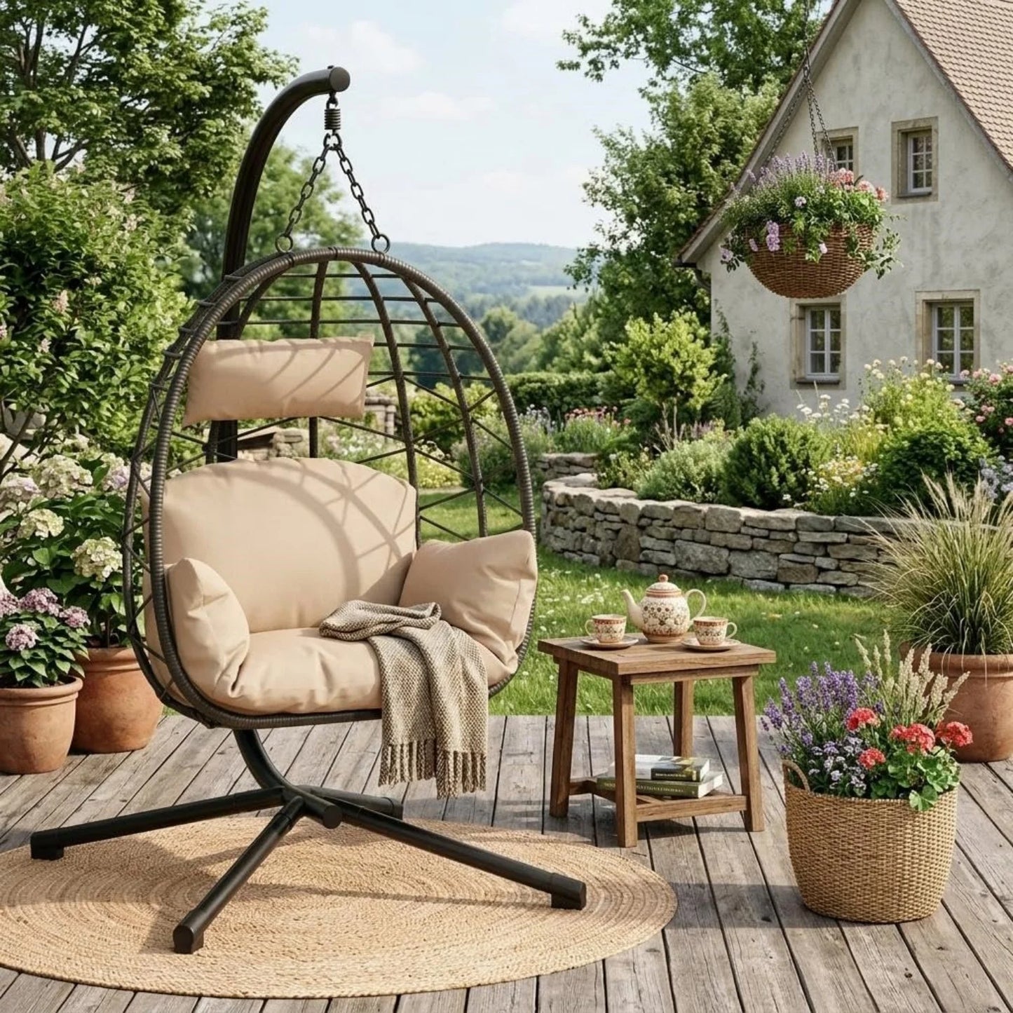Chaise Suspendue Œuf + Structure 130 kg