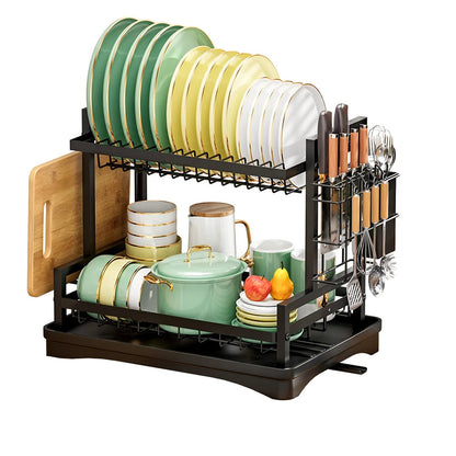 Égouttoir à vaisselle à 2 niveaux avec plateau égouttoir