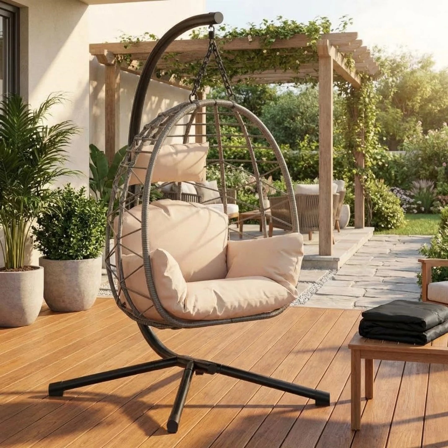 Chaise Suspendue Œuf + Structure 130 kg