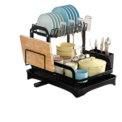 Égouttoir à vaisselle à 2 niveaux avec plateau égouttoir