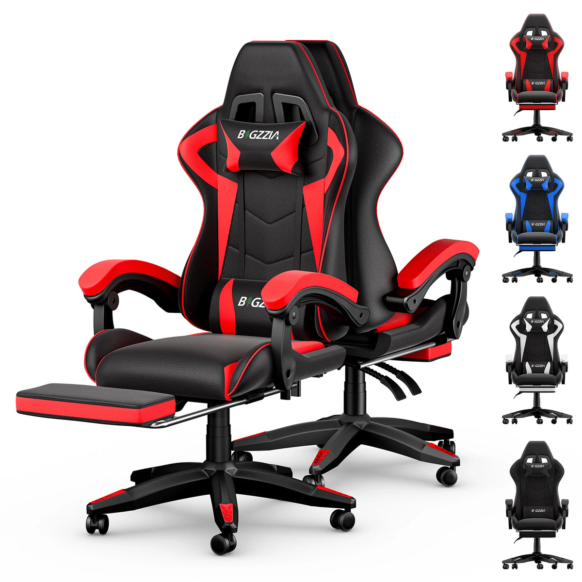 Chaise de jeu ergonomique avec repose-pieds