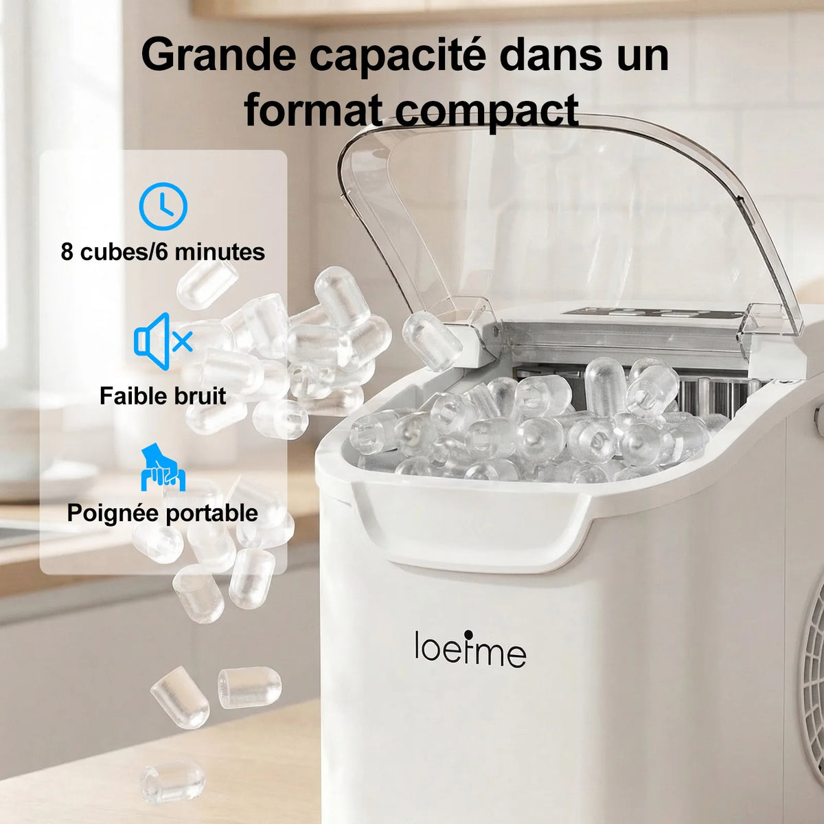 Machine à Glaçons Portable Auto-Nettoyante LED