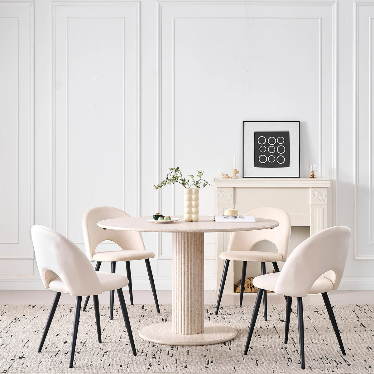 Chaises de salle à manger en velours hollandais