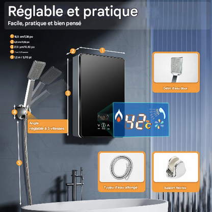 Chauffe-eau électrique 6500 en acier inoxydable avec écran LED