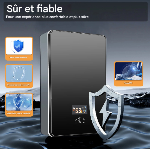 Chauffe-eau électrique 6500 en acier inoxydable avec écran LED