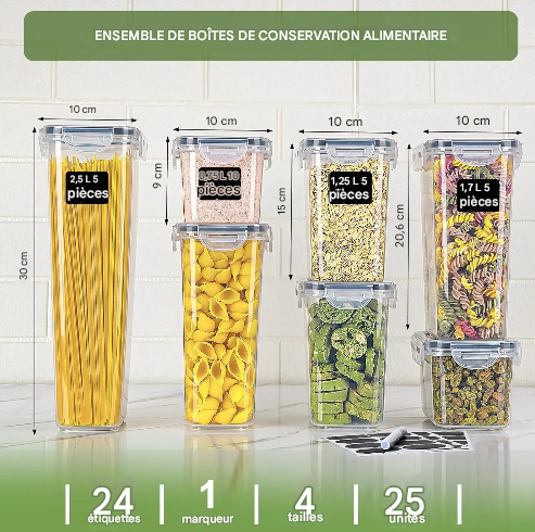 Lot de 25 bocaux hermétiques