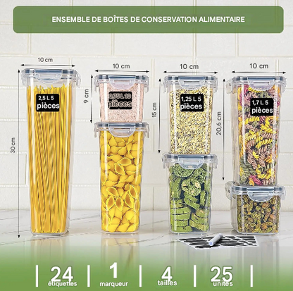Lot de 25 bocaux hermétiques