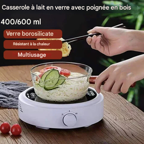 Casserole en verre transparent résistant aux hautes températures