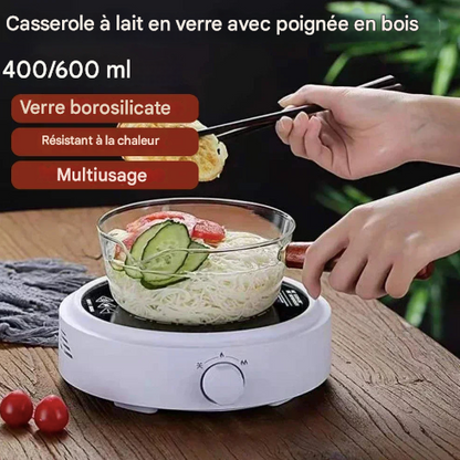 Casserole en verre transparent résistant aux hautes températures