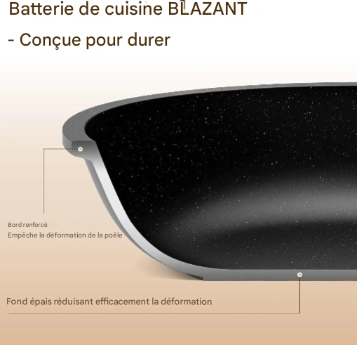 Ensemble casseroles et poêles noir antiadhésives 10 pièces